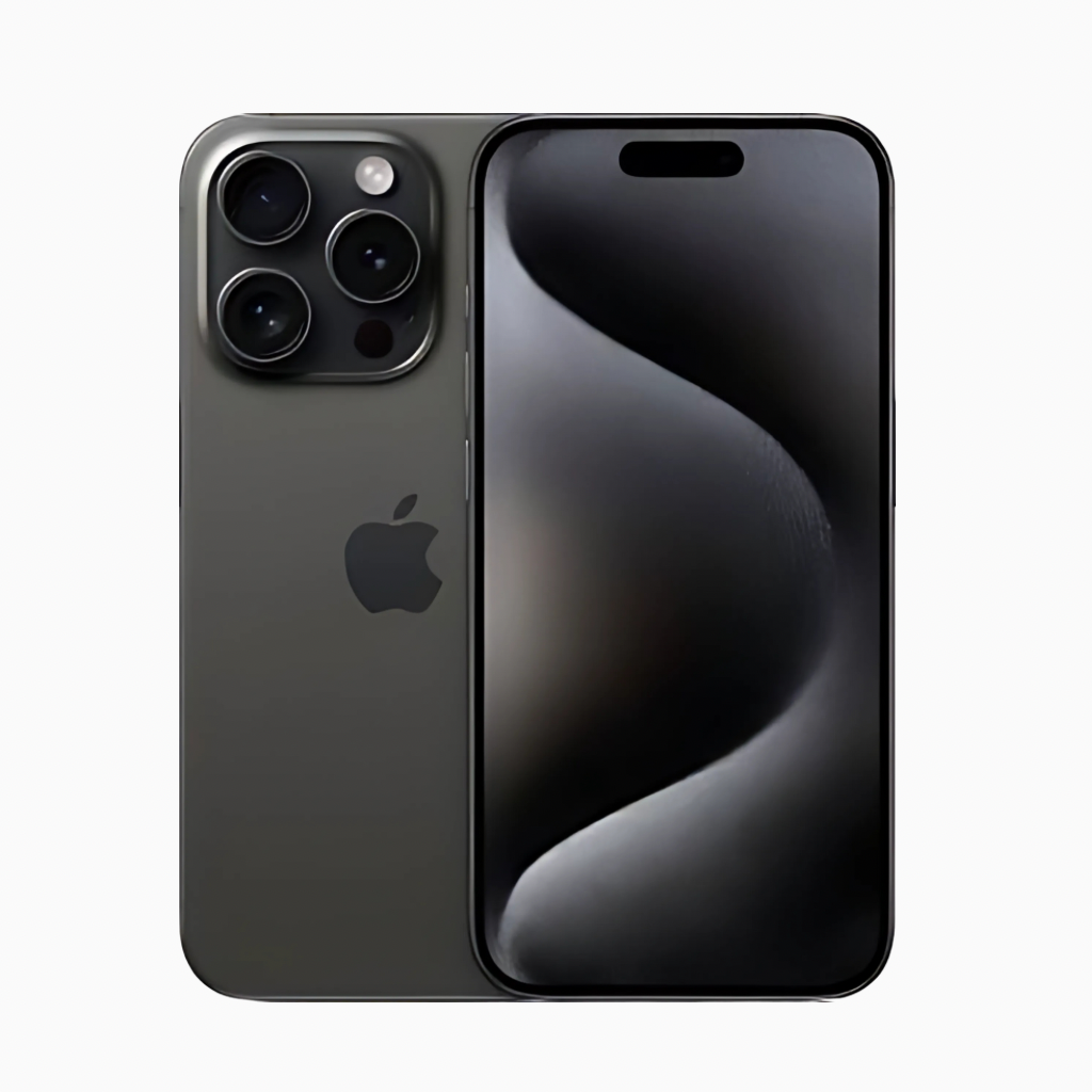 Iphone 15 Pro Max noir avec triple caméra arrière et écran bord à bord haute résolution