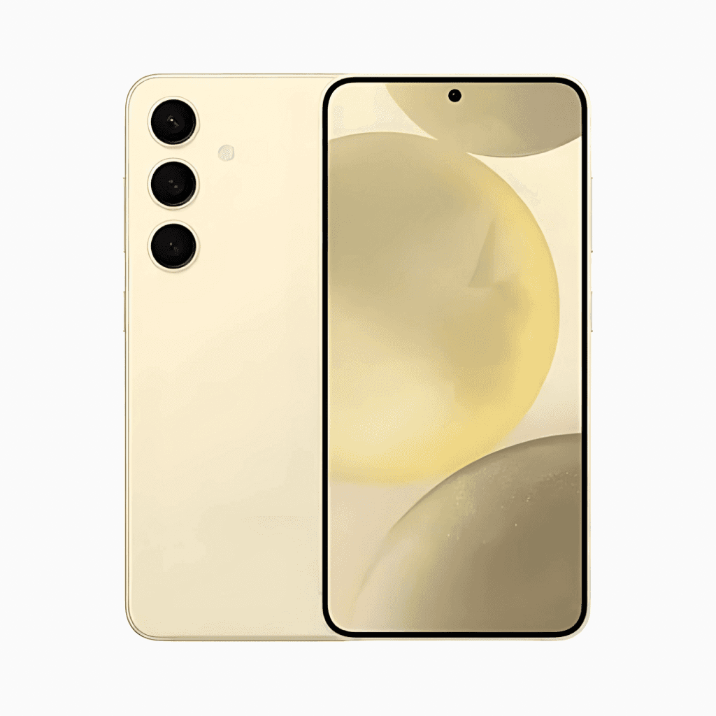 Smartphone Samsung S24 avec écran de 6,1 pouces et triple caméra en couleur beige