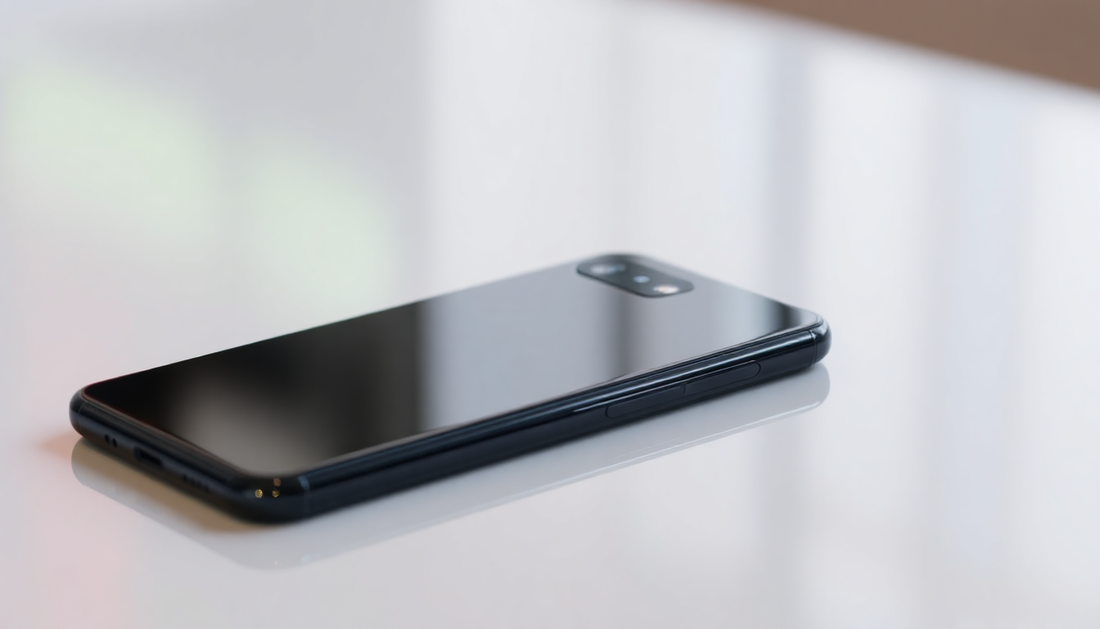 A sleek Google Pixel 7 smartphone on a reflective surface