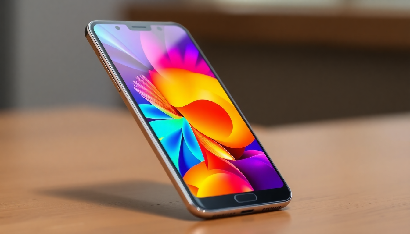 A sleek Samsung A35 smartphone displaying vibrant screen