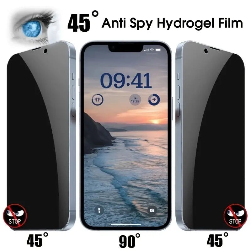 Black Anti-Spy Tempered Glass For iPhone
