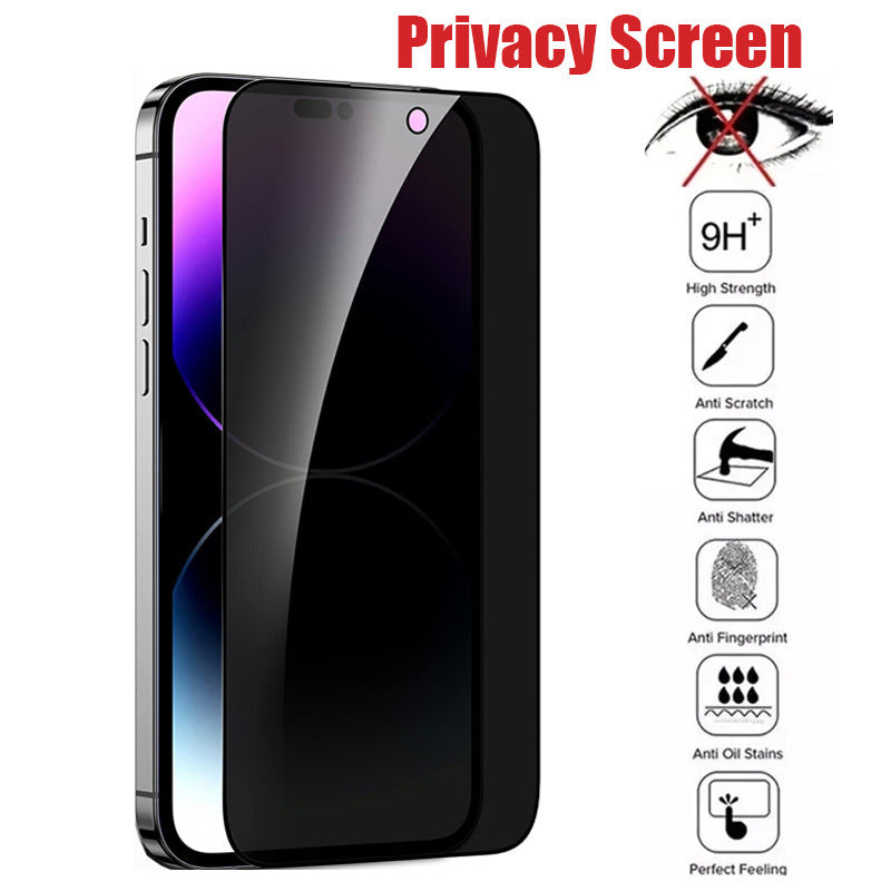 Black Anti-Spy Tempered Glass For iPhone