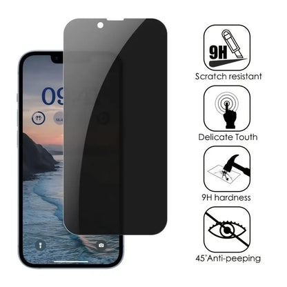 Black Anti-Spy Tempered Glass For iPhone