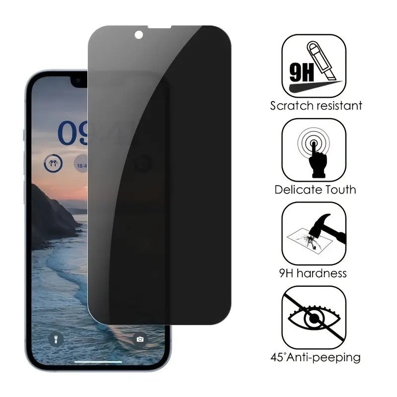 Black Anti-Spy Tempered Glass For iPhone