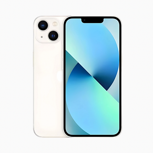 iPhone 13 Mini en blanc avec écran Super Retina, idéal pour acheter iPhone 13 Mini pas cher
