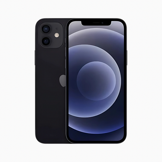 Smartphone iPhone 12 noir avec grand écran et double caméra arrière par CoinMobile