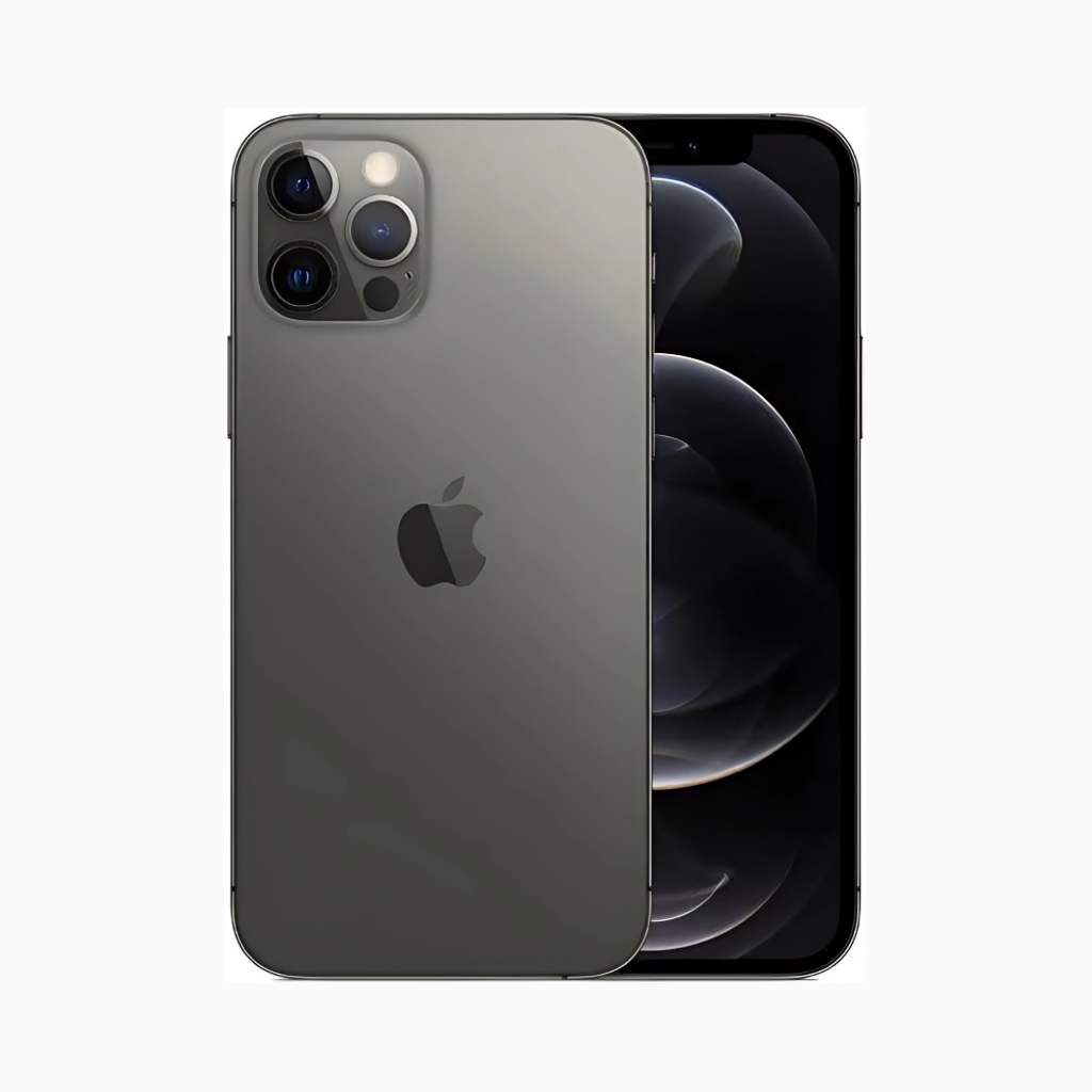 iPhone 12 Pro Max gris avec écran et triple caméra arrière vue par CoinMobile