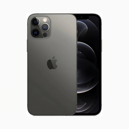 iPhone 12 Pro Max gris avec écran et triple caméra arrière vue par CoinMobile