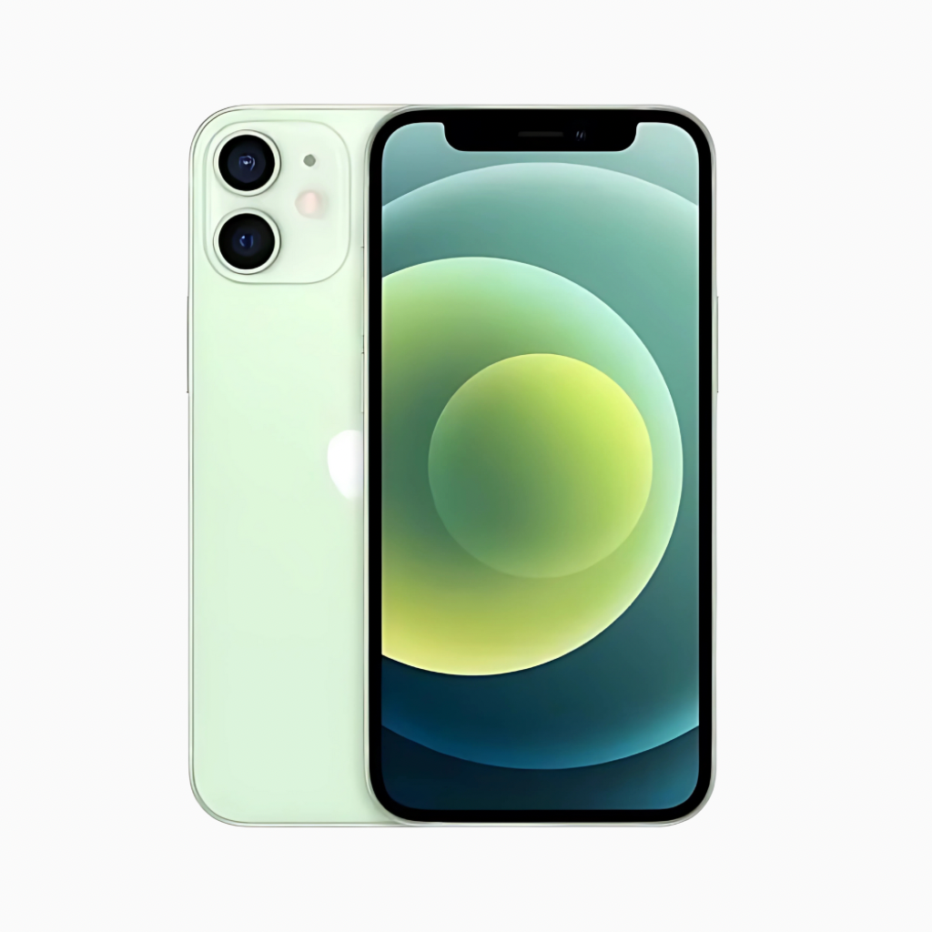 Smartphone iPhone 12 vert avec double caméra arrière et écran bord à bord chez CoinMobile