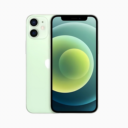 Smartphone iPhone 12 vert avec double caméra arrière et écran bord à bord chez CoinMobile