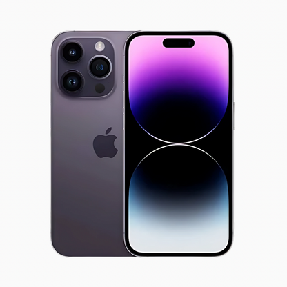 iPhone 14 Pro Max gris foncé avec écran bord à bord et triple caméra arrière