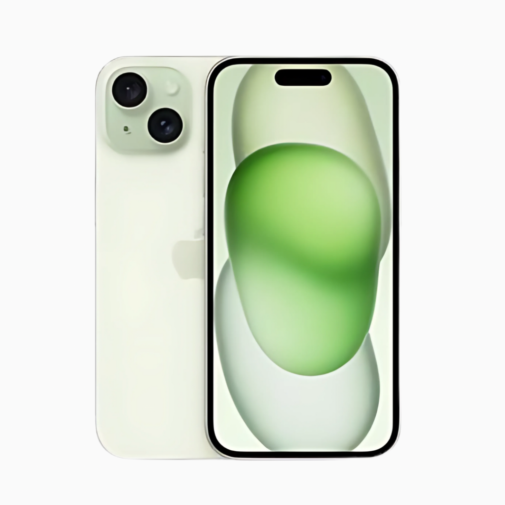 Iphone 15 plus blanc affichant écran et dos avec double caméra pour smartphone chez CoinMobile