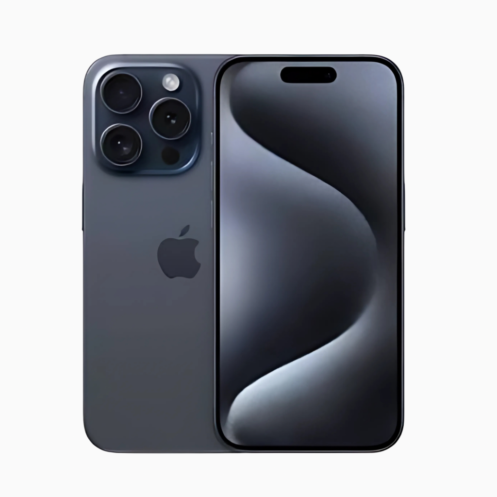Iphone 15 Pro Max en couleur graphite avec triple caméra arrière et écran bord à bord