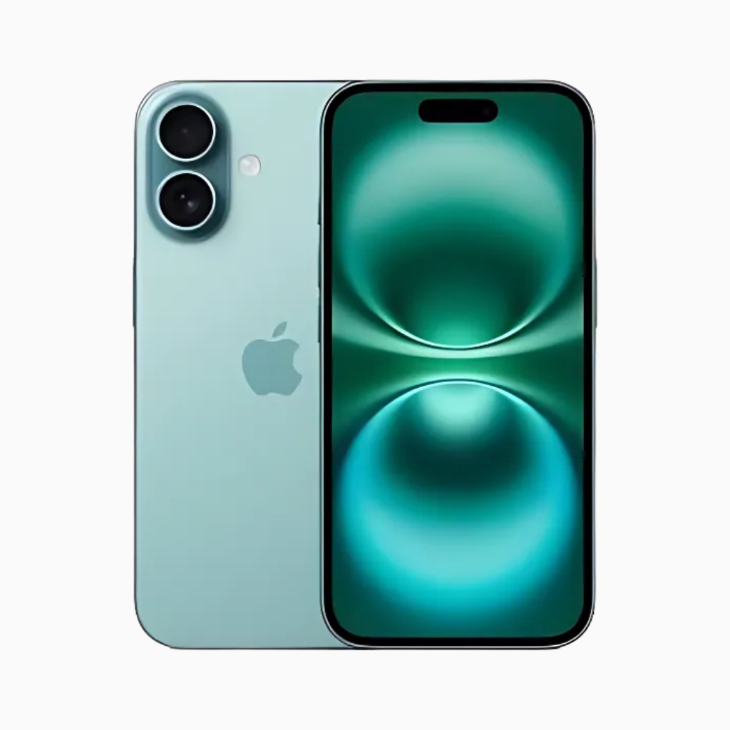 Smartphone Iphone 16 Plus vert avec double caméra arrière et écran complet haute résolution