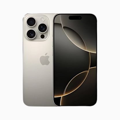 Smartphone iPhone 16 Pro Max de CoinMobile avec écran large et triple caméra arrière argent