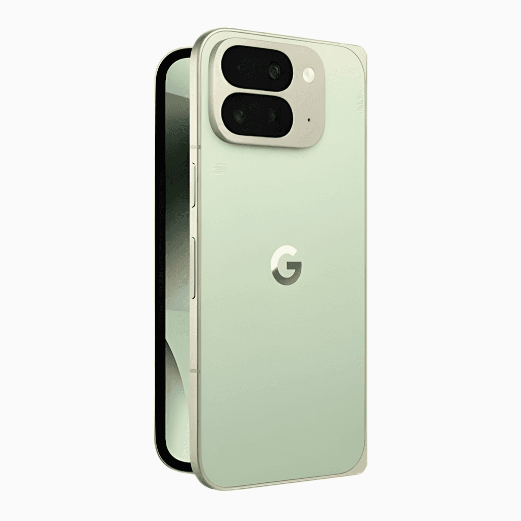 Téléphone Pixel 10 Pro Fold de CoinMobile avec un design élégant et un écran pliable.