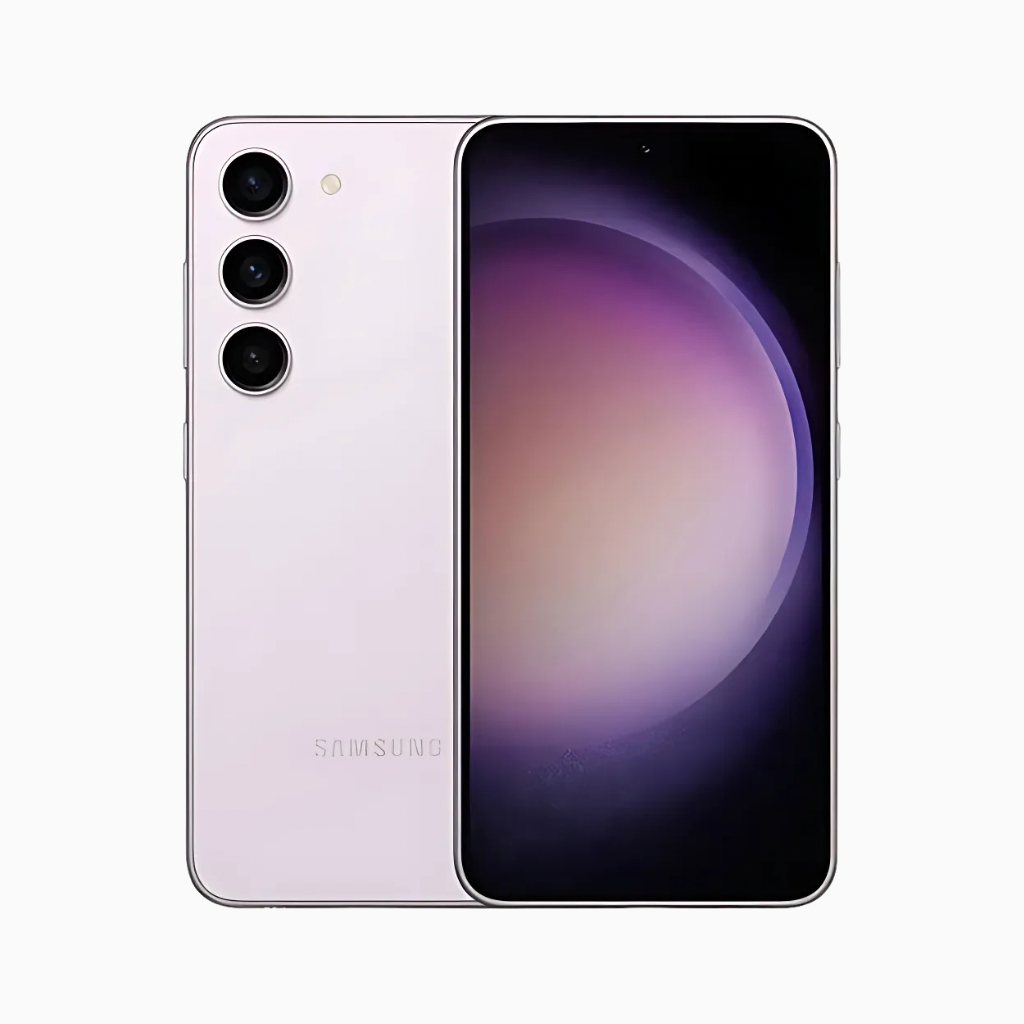 Smartphone Samsung S23 en rose avec écran AMOLED et triple caméra arrière