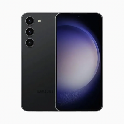 Smartphone Samsung S23 en noir avec un design élégant et un écran haute définition
