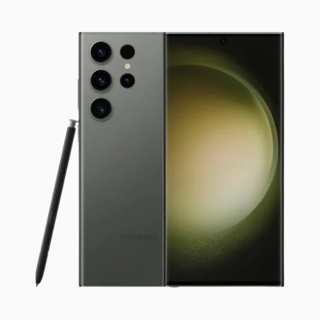 Smartphone Samsung S23 Ultra en gris avec stylet intégré et design moderne