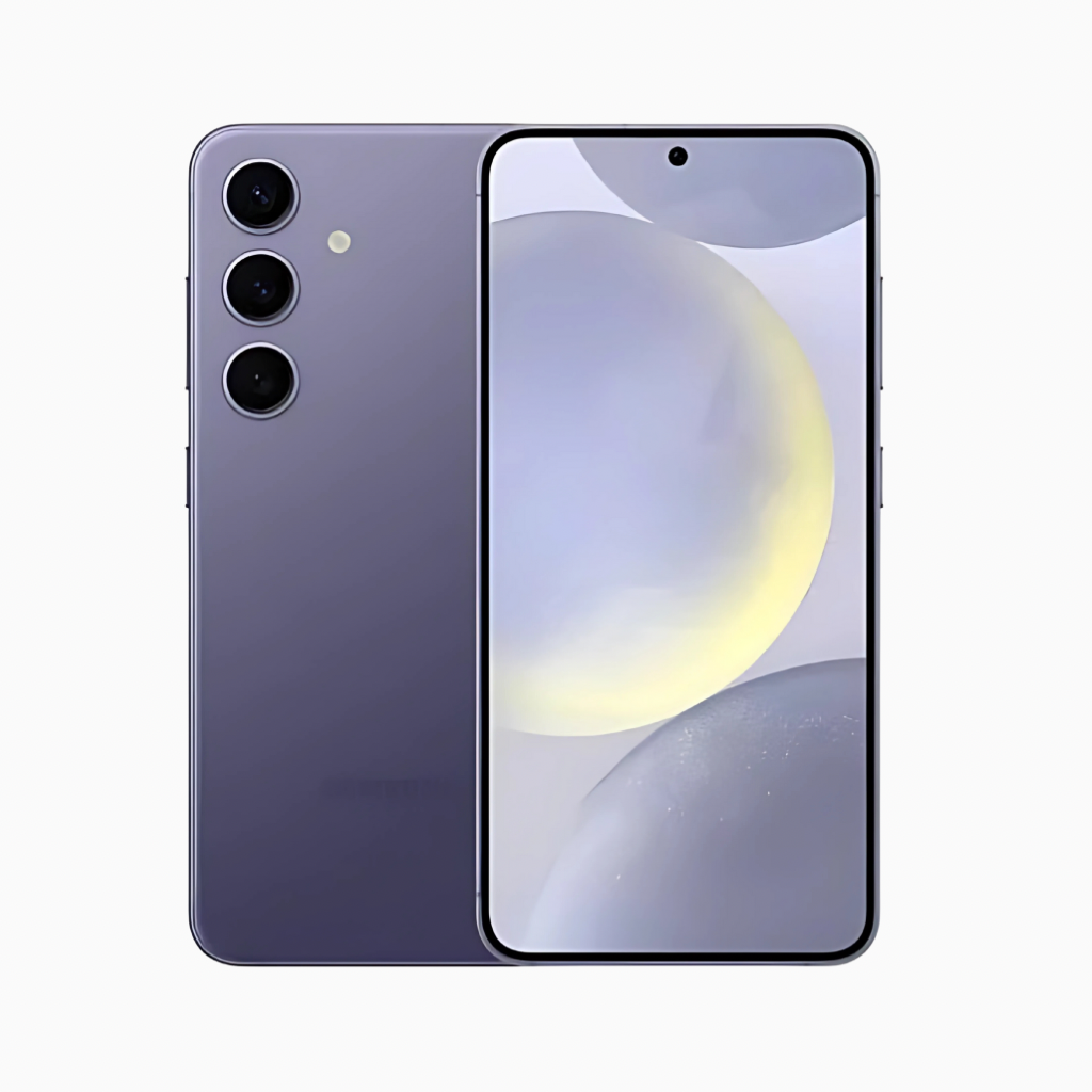 Smartphone Samsung S24 en violet avec écran haute définition et triple caméra arrière