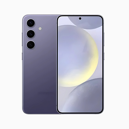 Smartphone Samsung S24 en violet avec écran haute définition et triple caméra arrière